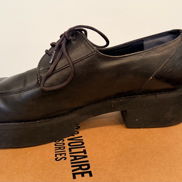 Black Lace-Up Casual Leather platform Shoes - Picture 6 of 7